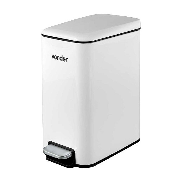 LIXEIRA RETANGULAR 5 LITROS INOX BRANCA VONDER