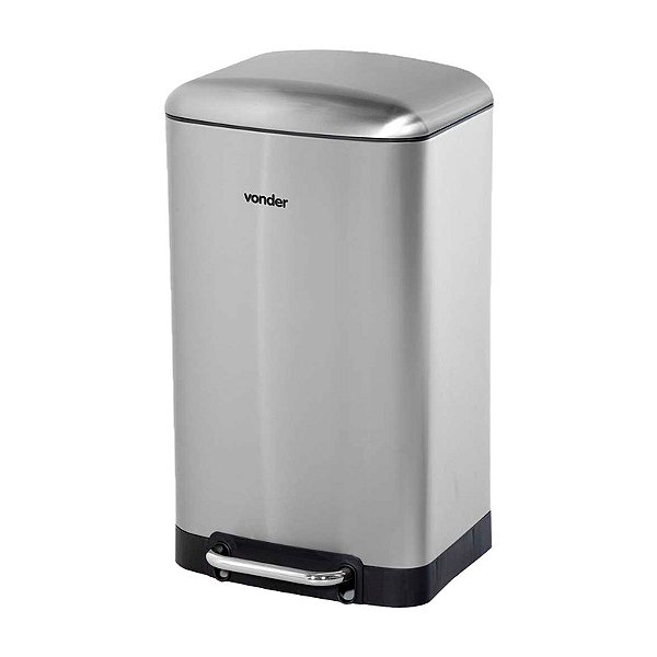 LIXEIRA RETANGULAR 30 LITROS INOX CINZA VONDER