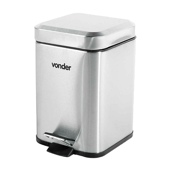 LIXEIRA RETANGULAR 3 LITROS INOX CINZA VONDER