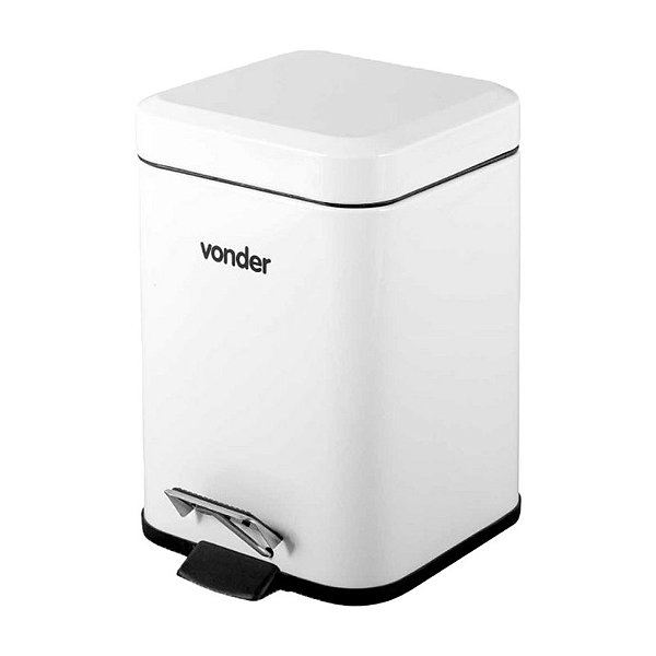 LIXEIRA RETANGULAR 3 LITROS INOX BRANCA VONDER