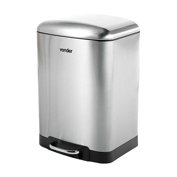 LIXEIRA RETANGULAR 12 LITROS INOX CINZA VONDER