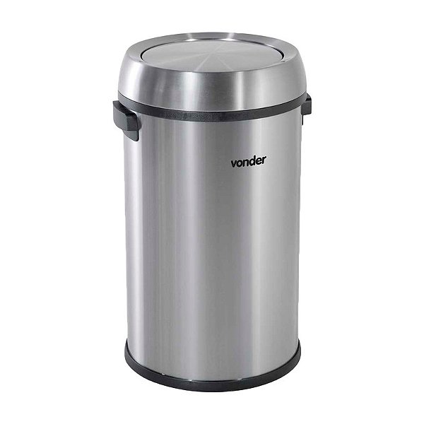 LIXEIRA REDONDA 65L INOX CINZA TAMPA BASCULHANTE VONDER