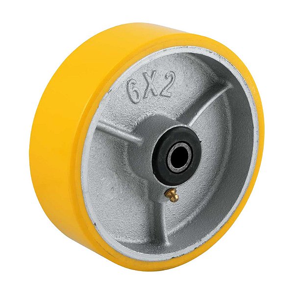 RODA 6" POLIURETANO FERRO EIXO 3/4" AMARELA 300KG VONDER