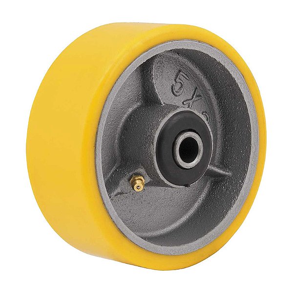 RODA 5" POLIURETANO FERRO EIXO 3/4" AMARELA 250KG VONDER