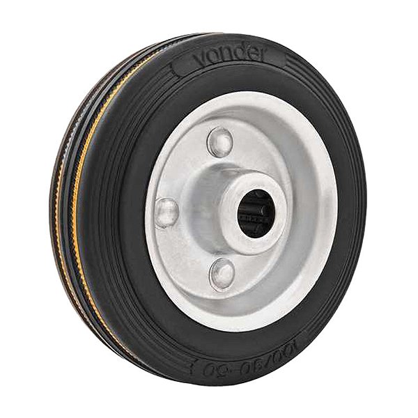 RODA 8" BORRACHA PRETA EIXO 3/4" ROL. ROLETE 180KG VONDER