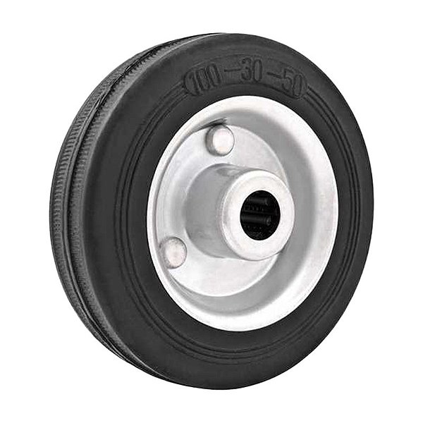 RODA 5" BORRACHA PRETA EIXO 9/16" ROL. ROLETE 100KG VONDER