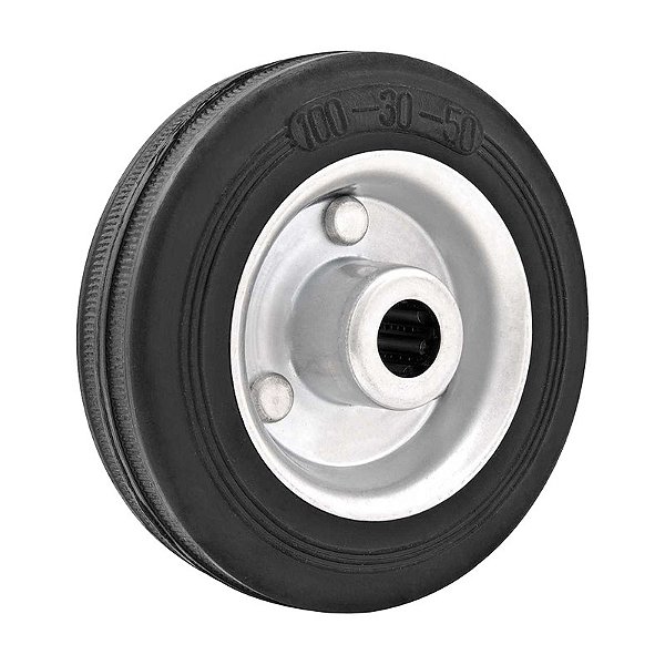 RODA 4" BORRACHA PRETA EIXO 7/16" ROL. ROLETE 60KG VONDER