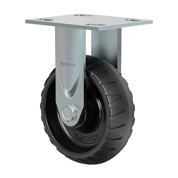 RODÍZIO FIXO BORRACHA TERMOPLÁSTICA PRETA FS 62 STRE 250KG