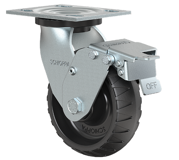 RODÍZIO GIRATÓRIO FREIO BORRACHA PRETA GS 62 STRE FPD 250KG