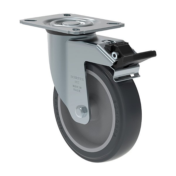 RODÍZIO GIRATÓRIO FREIO PVC CINZA GL 512 BP G SM 75KG