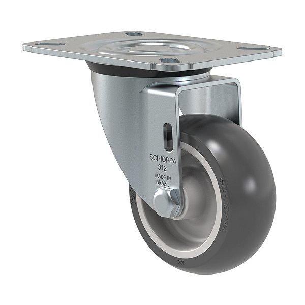 RODÍZIO GIRATÓRIO PVC CINZA GL 312 BP SM 60KG SCHIOPPA
