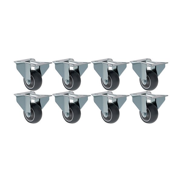 KIT 8 RODÍZIO FIXO PVC CINZA FL 312 BP SM 60KG SCHIOPPA