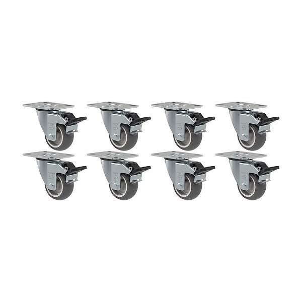 KIT 8 RODÍZIO GIRATÓRIO FREIO PVC CINZA GL 312 BP G SM 60KG