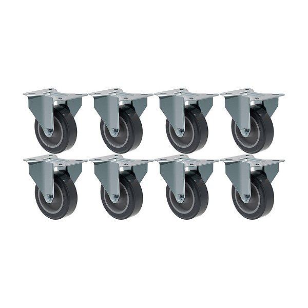KIT 8 RODÍZIO FIXO PVC CINZA FL 412 BP SM 65KG SCHIOPPA