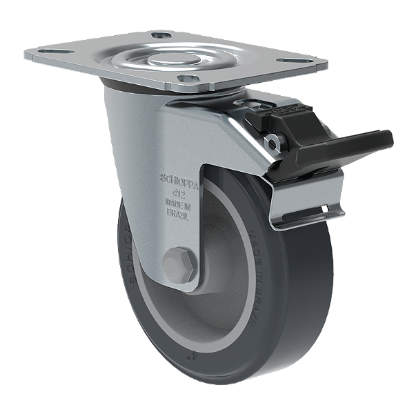 KIT 8 RODÍZIO GIRATÓRIO FREIO PVC CINZA GL 412 BP G SM 65KG