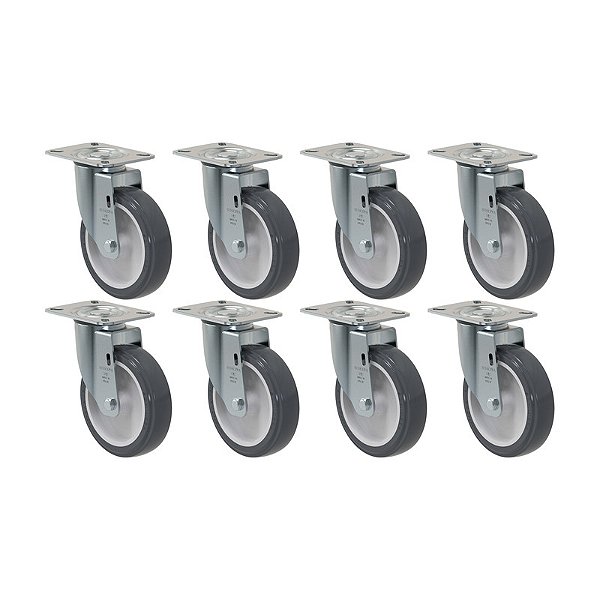 KIT 8 RODÍZIO GIRATÓRIO PVC CINZA GL 512 BP SM 75KG SCHIOPPA