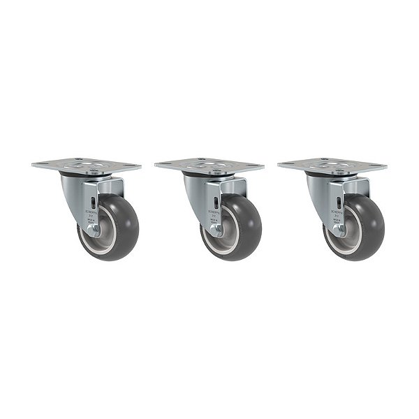 KIT 3 RODÍZIO GIRATÓRIO PVC CINZA GL 312 BP SM 60KG SCHIOPPA