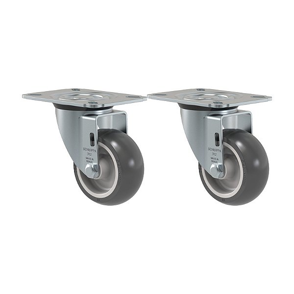 KIT 2 RODÍZIO GIRATÓRIO PVC CINZA GL 312 BP SM 60KG SCHIOPPA