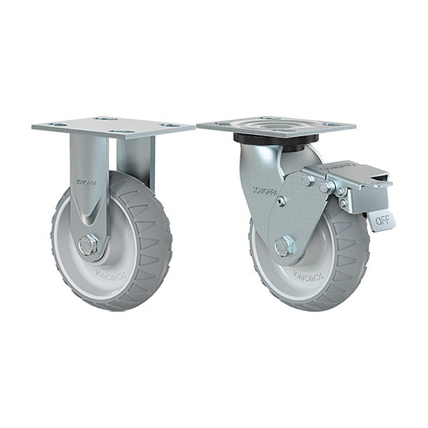 KIT2 RODÍZIO FIXO GIRATÓRIO FREIO BORRACHA ATÓXICA 62 250 KG