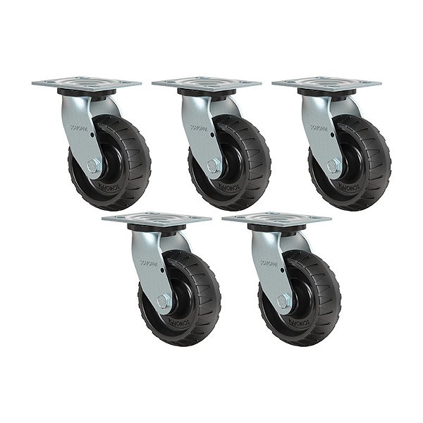 KIT 5 RODÍZIO GIRATÓRIO BORRACHA ATÓXICA GS 62 STRE 250KG