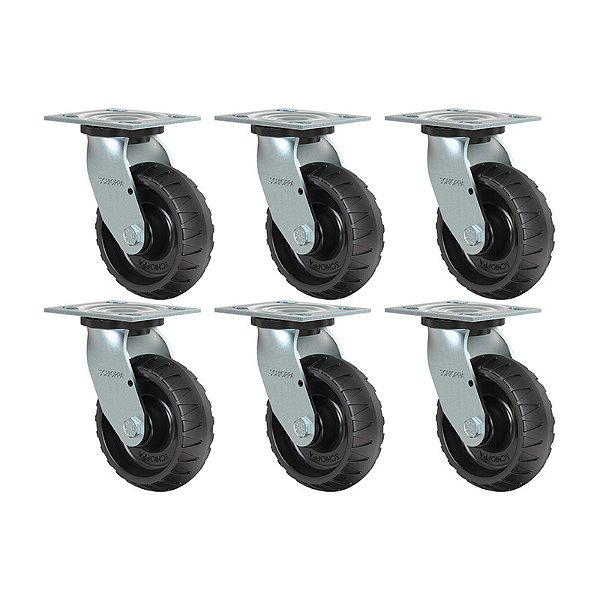 KIT 6 RODÍZIO GIRATÓRIO BORRACHA ATÓXICA GS 62 STRE 250KG