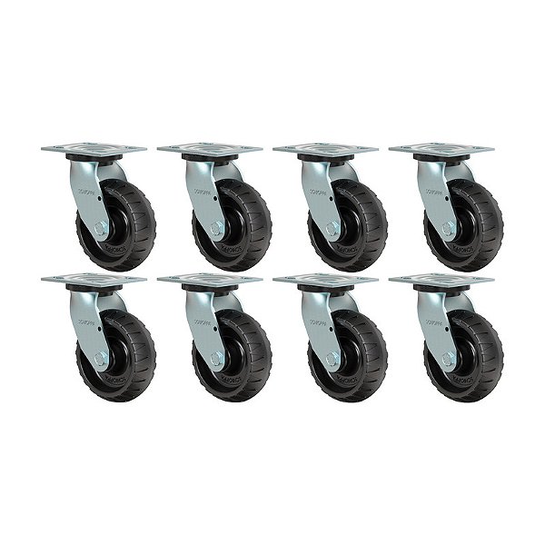 KIT 8 RODÍZIO GIRATÓRIO BORRACHA ATÓXICA GS 62 STRE 250KG