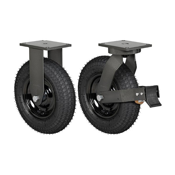 KIT 2 RODÍZIO FIXO GIRATÓRIO FREIO PNEUMÁTICO 3258 PCE 200KG