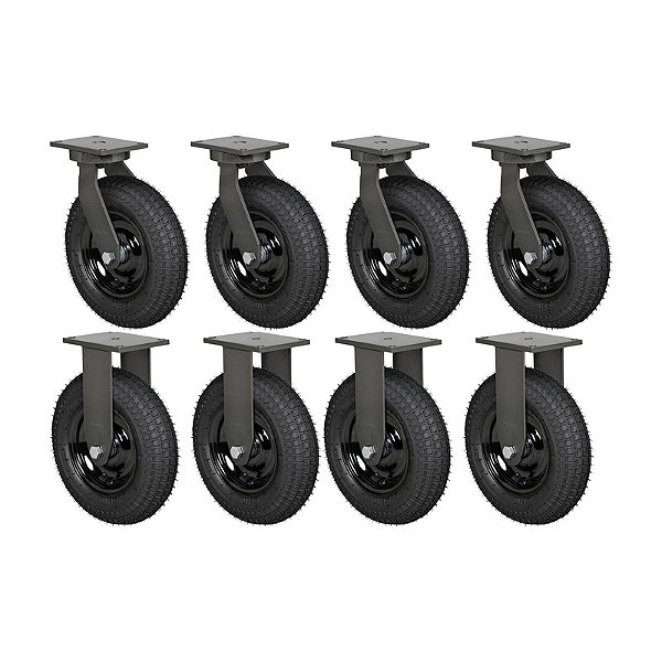 KIT 8 RODÍZIO FIXO GIRATÓRIO PNEUMÁTICO 3258 PCE 200KG