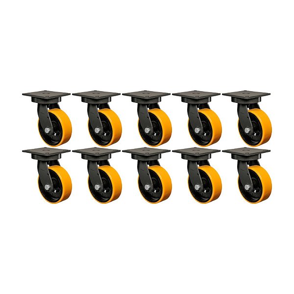 KIT 10 RODÍZIO GIRATÓRIO POLIURETANO MOLDADO GMX 52 PE 600KG