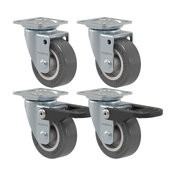 KIT 4 RODÍZIO GIRATÓRIO FREIO GLAP 210 BP FP I 40KG SM