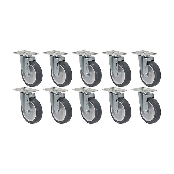 KIT 10 RODÍZIO GIRATÓRIO PVC CINZA GL512 BP SM 75KG SCHIOPPA