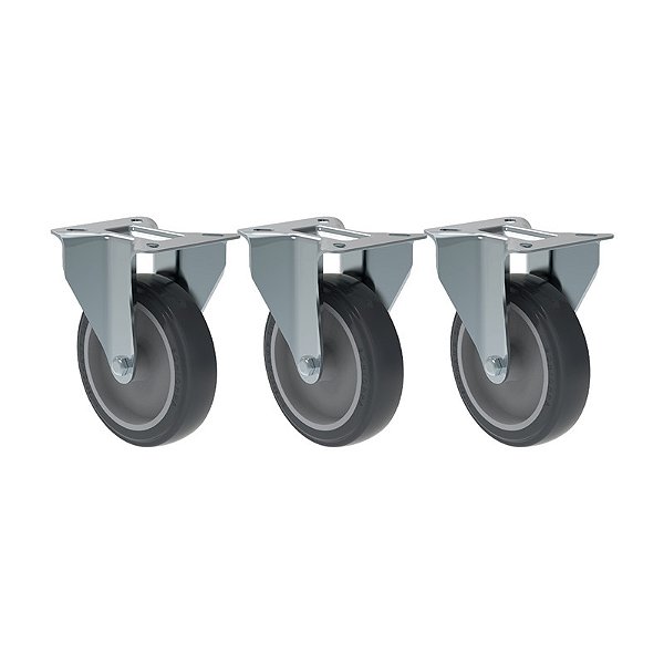 KIT 3 RODÍZIO FIXO PVC CINZA FL 512 BP SM 75KG SCHIOPPA