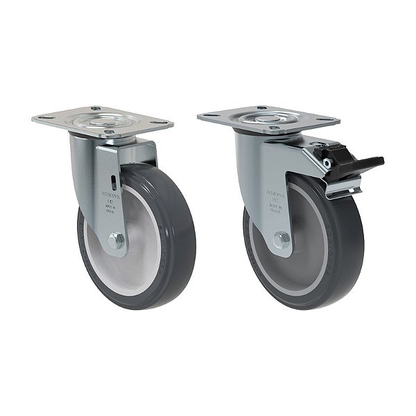 KIT 2 RODÍZIO GIRATÓRIO FREIO PVC CINZA GL 512 BP G SM 75KG