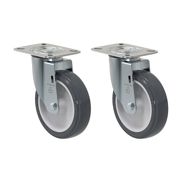 KIT 2 RODÍZIO GIRATÓRIO PVC CINZA GL 512 BP SM 75KG SCHIOPPA