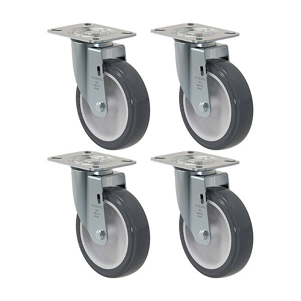 KIT 4 RODÍZIO GIRATÓRIO PVC CINZA GL 512 BP SM 75KG SCHIOPPA