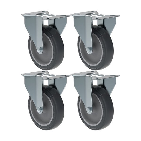 KIT 4 RODÍZIO FIXO PVC CINZA FL 512 BP SM 75KG SCHIOPPA