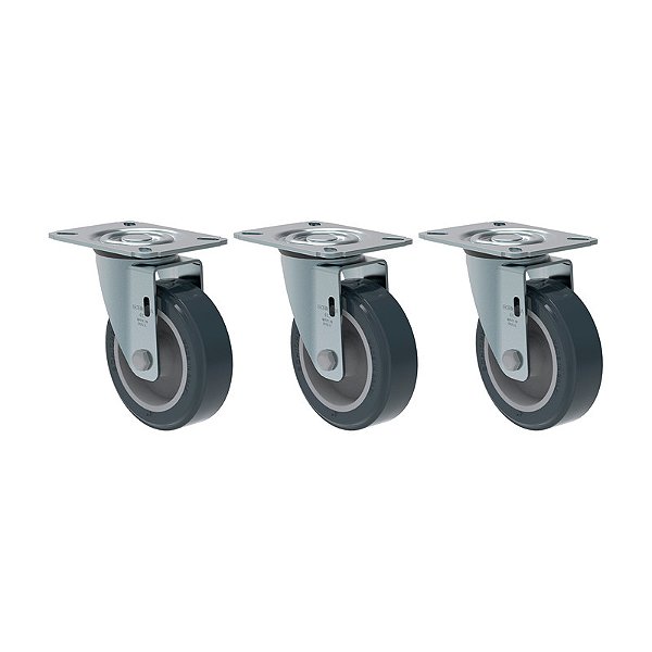 KIT 3 RODÍZIO GIRATÓRIO PVC CINZA GL 412 BP SM 65KG SCHIOPPA