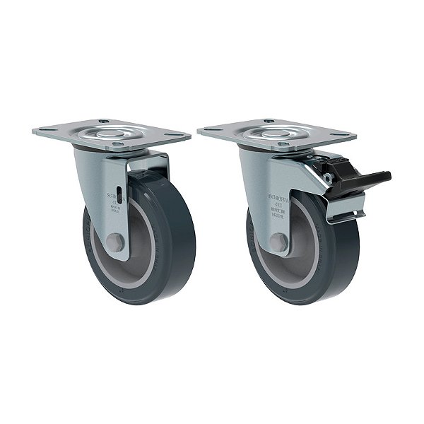 KIT 2 RODÍZIO GIRATÓRIO FREIO PVC CINZA GL 412 BP G SM 65KG