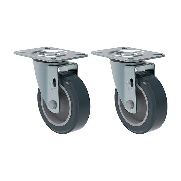 KIT 2 RODÍZIO GIRATÓRIO PVC CINZA GL 412 BP SM 65KG SCHIOPPA