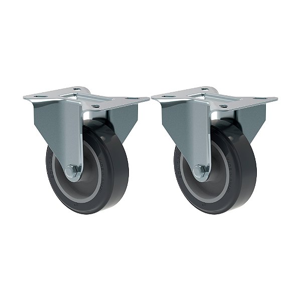 KIT 2 RODÍZIO FIXO PVC CINZA FL 412 BP SM 65KG SCHIOPPA