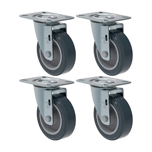 KIT 4 RODÍZIO GIRATÓRIO PVC CINZA GL 412 BP SM 65KG SCHIOPPA