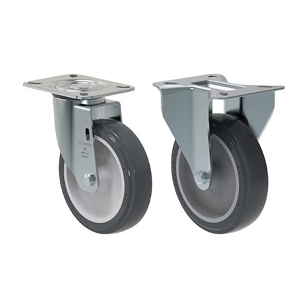 KIT 2 RODÍZIO FIXO GIRATÓRIO PVC CINZA 512 BP SM 75KG