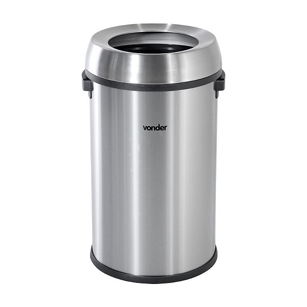 LIXEIRA REDONDA 65 LITROS INOX CINZA SEM TAMPA VONDER