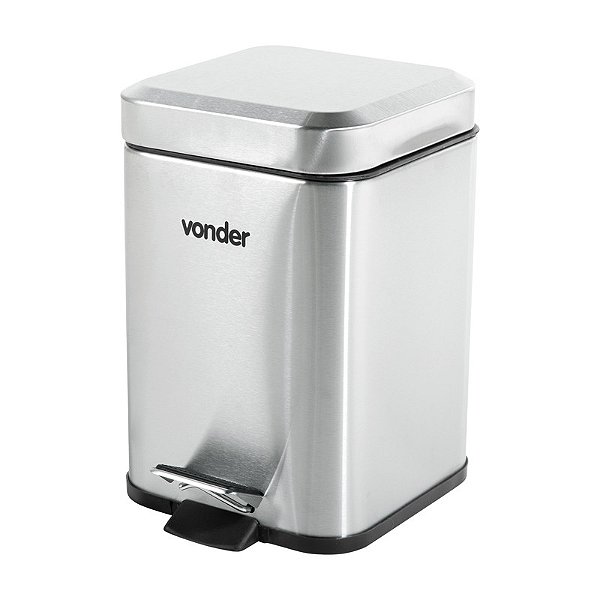 LIXEIRA RETANGULAR 3 LITROS INOX CINZA VONDER