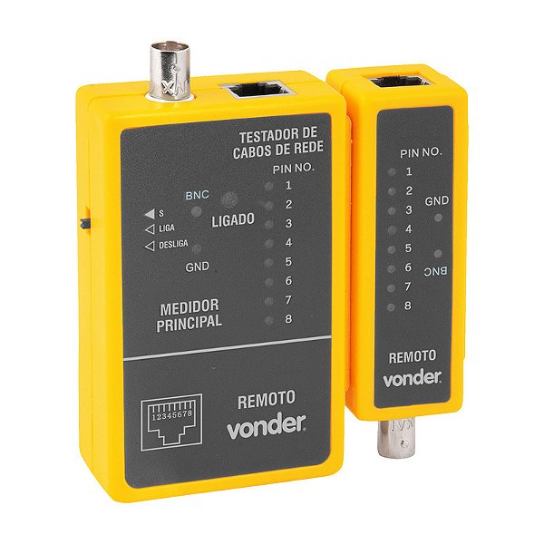 TESTADOR DE CABOS DE REDE RJ45 E CABOS COAXIAIS VONDER