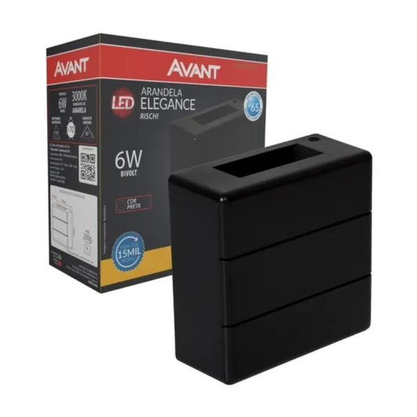 Arandela Preta Elegance Rischi 2 Fachos 3000k Ip65 6w Avant