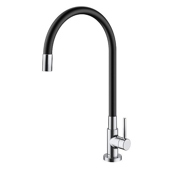 Torneira Para Cozinha Docol Spice Preta 902157 De Mesa Cromada