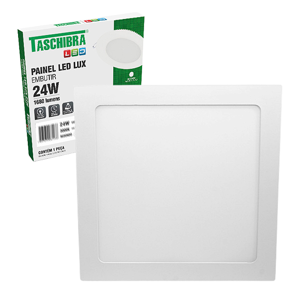 Painel de Led 24W Branco Quadrado Embutir Bivolt Taschibra
