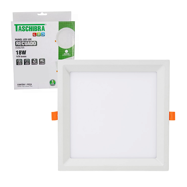 Painel De Led 18w Embutir Recuado Quadrado Bivolt Taschibra