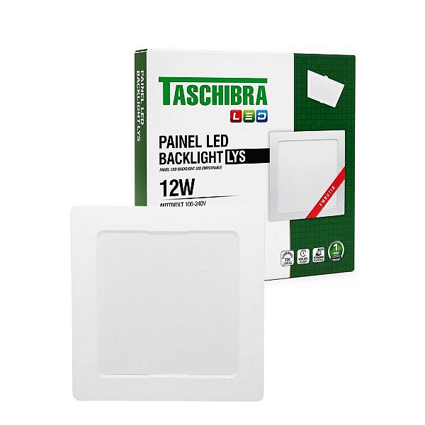 Painel de Led Quadrado 12W Embutir Branco Bivolt Taschibra